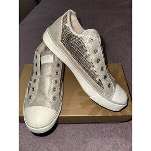 Ugg Laela Shearling Slip on Sneakers Women’s Sz 8 Sequin Shoes Gold Bling